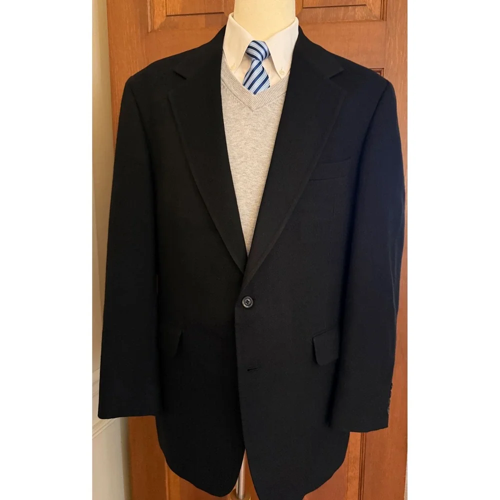 Nordstrom Loro Piana Mens 100% Camel Hair Blazer 44 EX-L Black Sport Coat Jacket